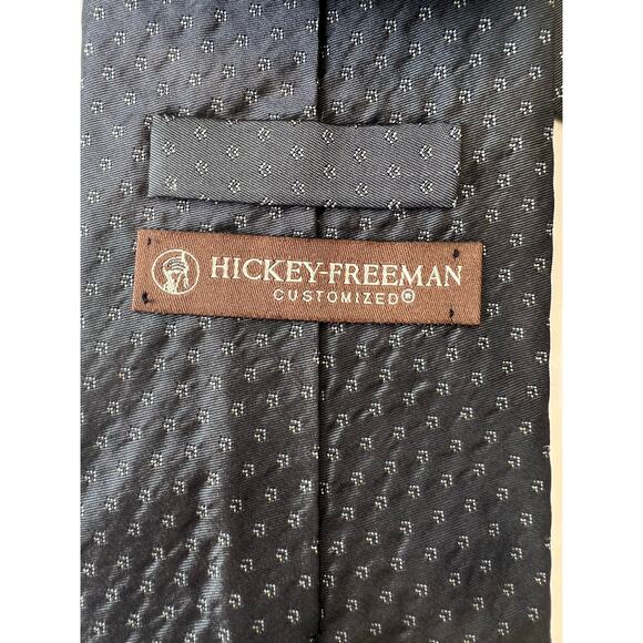 Hickey Freeman Made in USA Silk Men's Neck Tie Steel Blue Silver SG - Picture 3 of 9